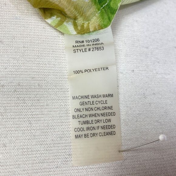 Soft Surrounding Chartreuse Floral Blouse XL Button Front Long Sleeves V-Neck - Picture 13 of 13